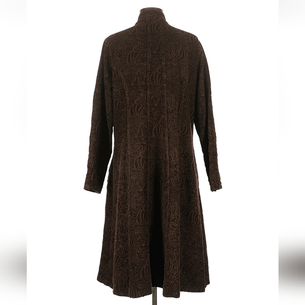 Vintage Dark Brown Textured Long Trench Coat - Picture 2 of 5
